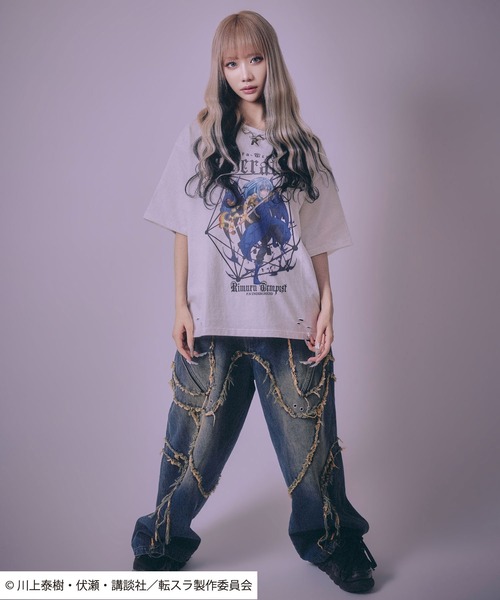 Salong hameu（サロン ハミュー）の「転生したらスライムだった件 キャラクタープリント ビッグシルエットTシャツ/リムル・ミリム・ディアブロ・オクトグラム（Tシャツ/カットソー・メンズ・ホワイト/ホワイト系その他/ホワイト系その他3/ブラック/ブラック系その他2/ブラック系その他/ホワイト系その他2/ブラック系その他3・M/L）」の15枚目の写真