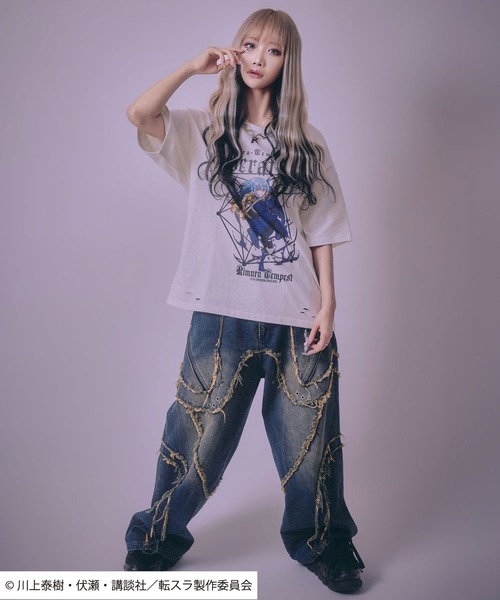 Salong hameu（サロン ハミュー）の「転生したらスライムだった件 キャラクタープリント ビッグシルエットTシャツ/リムル・ミリム・ディアブロ・オクトグラム（Tシャツ/カットソー・メンズ・ホワイト/ホワイト系その他/ホワイト系その他3/ブラック/ブラック系その他2/ブラック系その他/ホワイト系その他2/ブラック系その他3・M/L）」の16枚目の写真