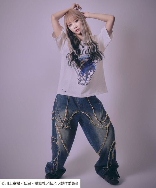 Salong hameu（サロン ハミュー）の「転生したらスライムだった件 キャラクタープリント ビッグシルエットTシャツ/リムル・ミリム・ディアブロ・オクトグラム（Tシャツ/カットソー・メンズ・ホワイト/ホワイト系その他/ホワイト系その他3/ブラック/ブラック系その他2/ブラック系その他/ホワイト系その他2/ブラック系その他3・M/L）」の17枚目の写真