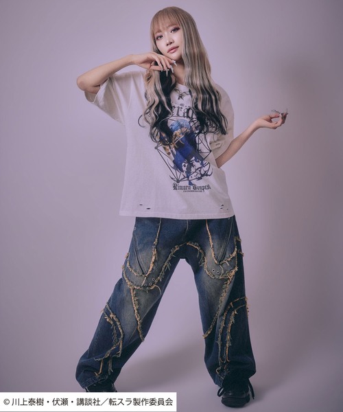 Salong hameu（サロン ハミュー）の「転生したらスライムだった件 キャラクタープリント ビッグシルエットTシャツ/リムル・ミリム・ディアブロ・オクトグラム（Tシャツ/カットソー・メンズ・ホワイト/ホワイト系その他/ホワイト系その他3/ブラック/ブラック系その他2/ブラック系その他/ホワイト系その他2/ブラック系その他3・M/L）」の18枚目の写真