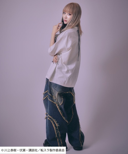 Salong hameu（サロン ハミュー）の「転生したらスライムだった件 キャラクタープリント ビッグシルエットTシャツ/リムル・ミリム・ディアブロ・オクトグラム（Tシャツ/カットソー・メンズ・ホワイト/ホワイト系その他/ホワイト系その他3/ブラック/ブラック系その他2/ブラック系その他/ホワイト系その他2/ブラック系その他3・M/L）」の19枚目の写真