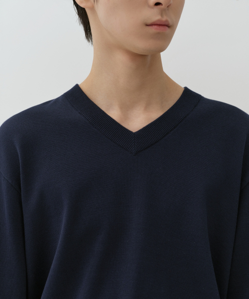 MUSINSA STANDARD（ムシンサスタンダード）の「ウォッシャブルスーピマコットンVネックニット[ネイビー]（ニット/セーター・メンズ・その他・SMALL/MEDIUM/LARGE/X-LARGE/2XL）」の5枚目の写真