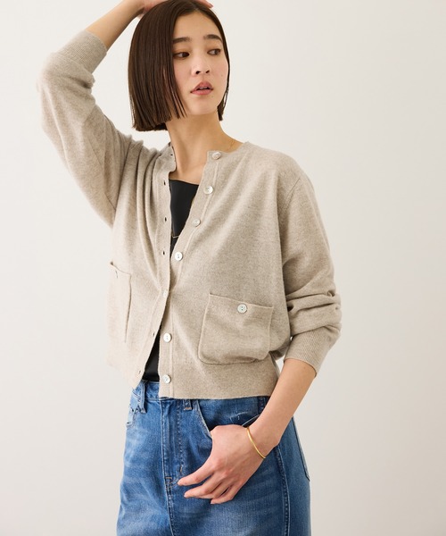 ROPE'(ロペ)の「ウールカシミヤニットカーディガン(カーディガン/ボレロ・レディース・オフホワイト/ライトグレー/ピンク系その他2/ベージュ・FREE)」の3枚目の写真