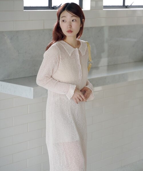 Kastane（カスタネ）の「襟付きメッシュワンピース（ワンピース）」 - WEAR