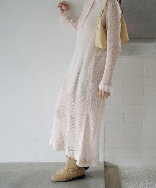 お袖付きメッシュワンピース　見本 Kastane（カスタネ）の「襟付きメッシュワンピース（ワンピース）」 - WEAR