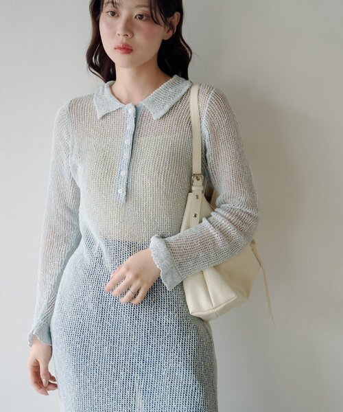 Kastane（カスタネ）の「襟付きメッシュワンピース（ワンピース）」 - WEAR