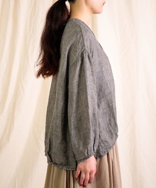 Brocante（ブロカント）の「[Brocante / ブロカント] リネンガーゼチェック カルディガンシャツ（シャツ/ブラウス・レディース・ブラック系その他・2）」の8枚目の写真