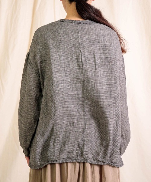 Brocante（ブロカント）の「[Brocante / ブロカント] リネンガーゼチェック カルディガンシャツ（シャツ/ブラウス・レディース・ブラック系その他・2）」の9枚目の写真