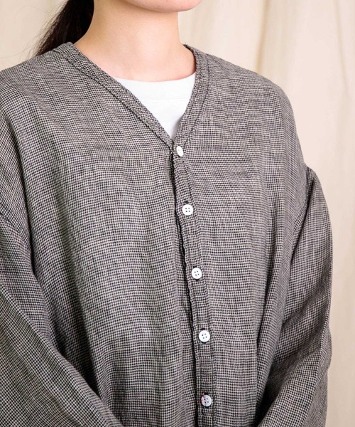 Brocante（ブロカント）の「[Brocante / ブロカント] リネンガーゼチェック カルディガンシャツ（シャツ/ブラウス・レディース・ブラック系その他・2）」の10枚目の写真
