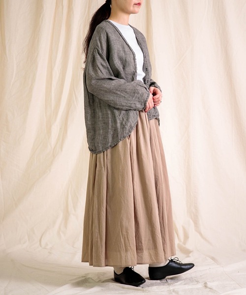 Brocante（ブロカント）の「[Brocante / ブロカント] リネンガーゼチェック カルディガンシャツ（シャツ/ブラウス・レディース・ブラック系その他・2）」の4枚目の写真