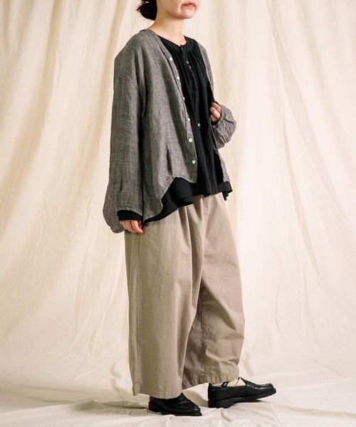 Brocante（ブロカント）の「[Brocante / ブロカント] リネンガーゼチェック カルディガンシャツ（シャツ/ブラウス・レディース・ブラック系その他・2）」の6枚目の写真