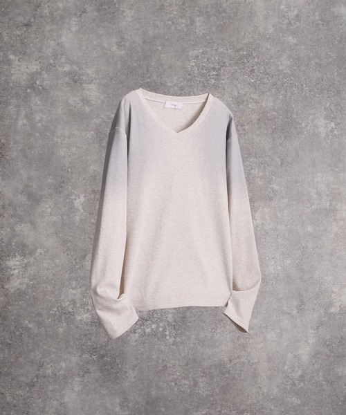 ADRER（アドラー）の「Stretch Rib V-Neck Long Tee / ストレッチ リブ Vネック ロング ティー（Tシャツ/カットソー・メンズ・グレー/ブラック・L/M/S/XS）」の18枚目の写真
