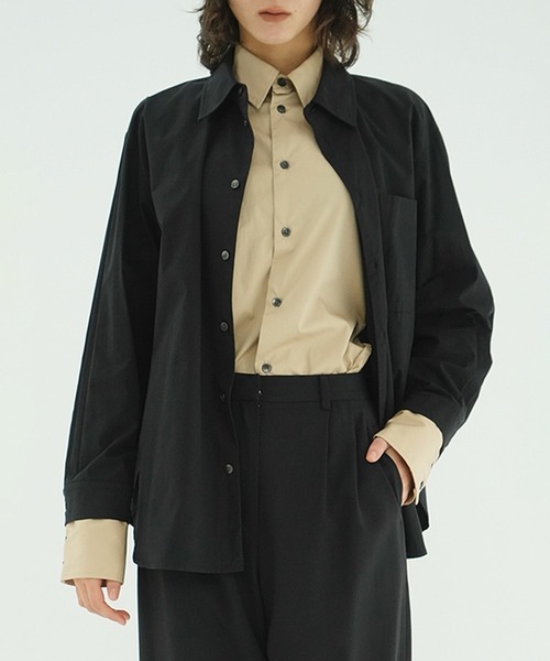 CLANE（クラネ）の「TWO TONE LAYERED SHIRTS（シャツ/ブラウス・レディース・ベージュ/ストライプ・2/1）」の6枚目の写真