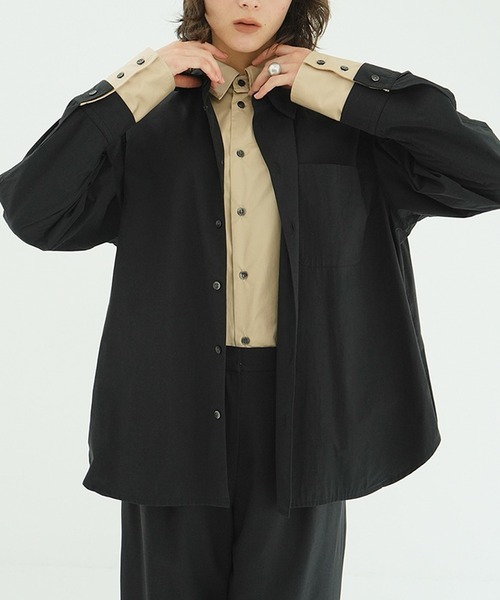 CLANE（クラネ）の「TWO TONE LAYERED SHIRTS（シャツ/ブラウス・レディース・ベージュ/ストライプ・2/1）」の8枚目の写真