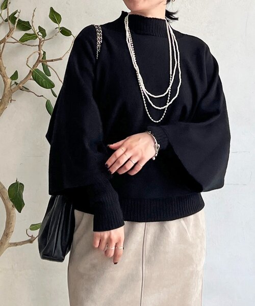 un dix cors(アンディコール)の「重ね着プルオーバー(ニット/セーター・レディース・グレー/グレイッシュベージュ/ブラック・FREE)」の2枚目の写真