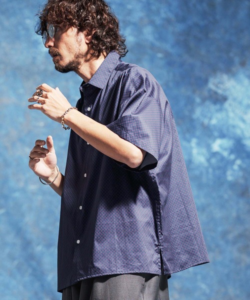 Jih Nunc(ジーヌンク)の「mhs2526-小紋総柄ルーズシルエットシャツ(JIH-R1168)(シャツ/ブラウス・メンズ・レッド/ネイビー/ブラック・S/M/L)」の11枚目の写真