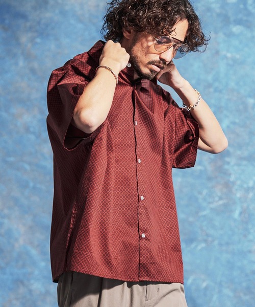 Jih Nunc(ジーヌンク)の「mhs2526-小紋総柄ルーズシルエットシャツ(JIH-R1168)(シャツ/ブラウス・メンズ・レッド/ネイビー/ブラック・S/M/L)」の18枚目の写真