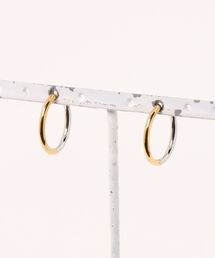 【チャイハネ】ツートンスリムステンレスフープピアス