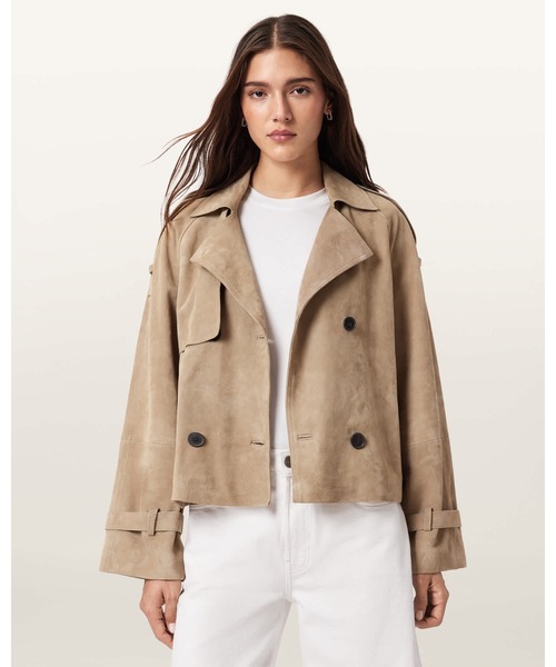 ALLSAINTS(オールセインツ)の「REED CROPPED SUEDE TRENCH COAT | REED クロップド スエード トレンチ コート(トレンチコート・レディース・ブラウン系その他・XS/S/M)」の4枚目の写真