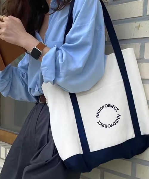 ammy.(エイミードット)の「【 ammy. / エイミードット 】 サークル ロゴ キャンバス トートバッグ(トートバッグ・レディース・ネイビー/ブラック・FREE)」の2枚目の写真