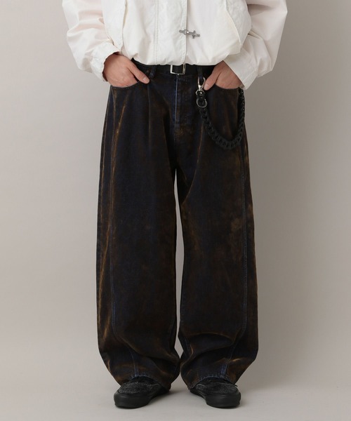 RAGEBLUE(レイジブルー)の「Flocked Denim Barrel Buggy Pants/フロッキーデニムバレルパンツ(デニムパンツ・メンズ・ブラウン/ブラック・LARGE/MEDIUM)」の9枚目の写真