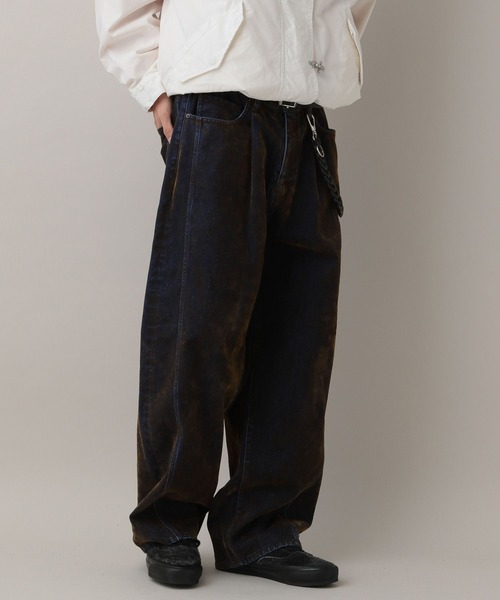 RAGEBLUE(レイジブルー)の「Flocked Denim Barrel Buggy Pants/フロッキーデニムバレルパンツ(デニムパンツ・メンズ・ブラウン/ブラック・LARGE/MEDIUM)」の10枚目の写真