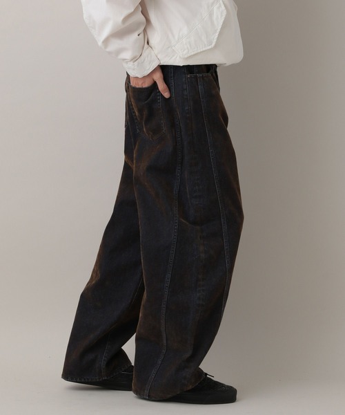RAGEBLUE(レイジブルー)の「Flocked Denim Barrel Buggy Pants/フロッキーデニムバレルパンツ(デニムパンツ・メンズ・ブラウン/ブラック・LARGE/MEDIUM)」の11枚目の写真