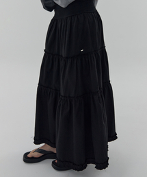 DEARSTALKER | ESTE SHIRRING TIERED MAXI SKIRT - BLACK(スカート)
