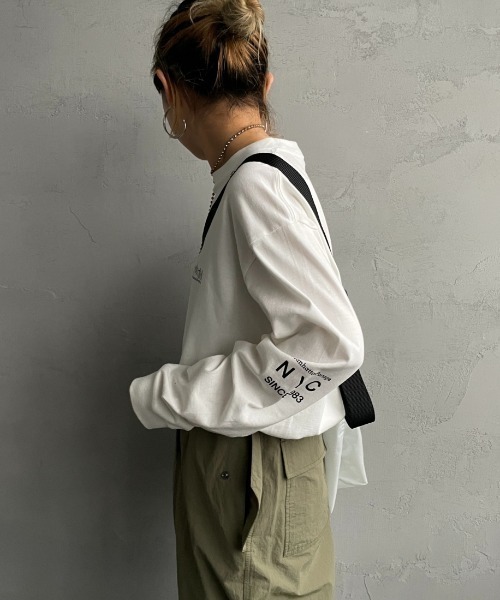 Manhattan Portage（マンハッタンポーテージ）の「[MANHATTAN PORTAGE/マンハッタンポーテージ] ワンポイント スカイラインロゴ  ロングスリーブTシャツ（Tシャツ/カットソー・レディース・ホワイト/ブラック/グレー・M/L/XL）」の13枚目の写真