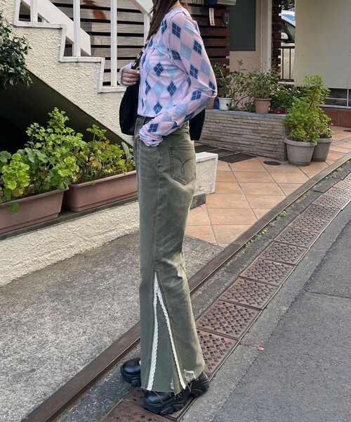 CIAOPANIC（チャオパニック）の「レースダーツフレアデニムパンツ（デニムパンツ・レディース・カーキ/ブルー/ピンク・MEDIUM/SMALL）」の10枚目の写真