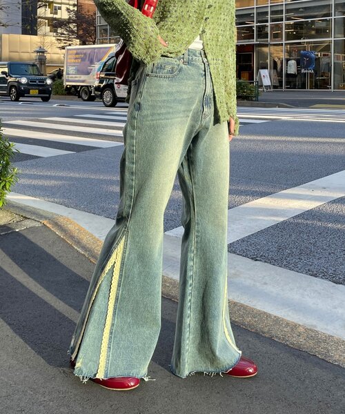 CIAOPANIC（チャオパニック）の「レースダーツフレアデニムパンツ（デニムパンツ・レディース・カーキ/ブルー/ピンク・MEDIUM/SMALL）」の14枚目の写真