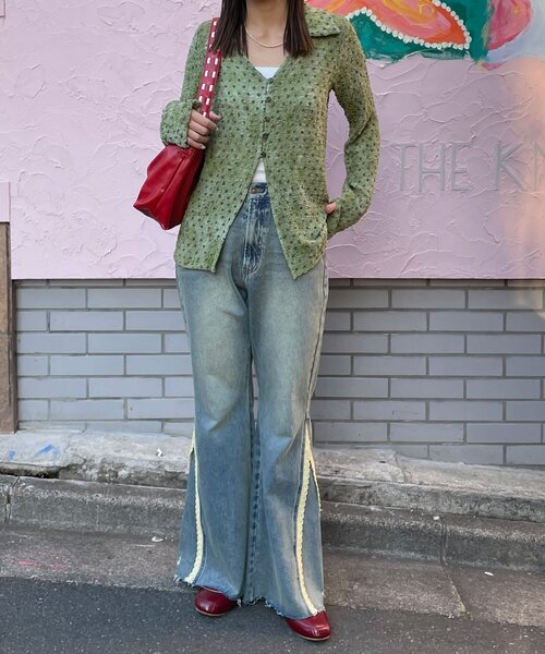 CIAOPANIC（チャオパニック）の「レースダーツフレアデニムパンツ（デニムパンツ・レディース・カーキ/ブルー/ピンク・MEDIUM/SMALL）」の18枚目の写真