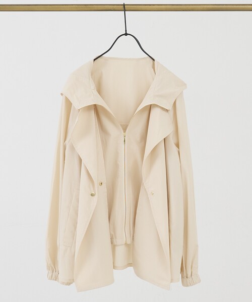 collex（コレックス）の「レイヤード風ジップアップコート（トレンチコート・レディース・アイボリー/ブラウン・フリー）」の6枚目の写真