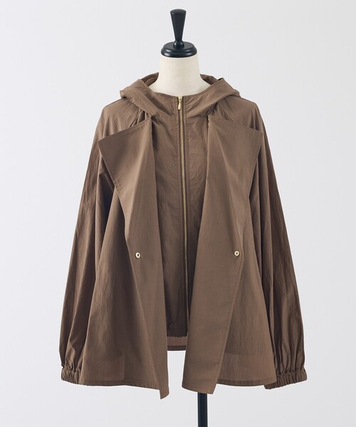 collex（コレックス）の「レイヤード風ジップアップコート（トレンチコート・レディース・アイボリー/ブラウン・フリー）」の10枚目の写真