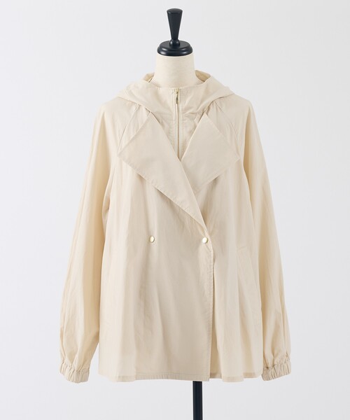 collex（コレックス）の「レイヤード風ジップアップコート（トレンチコート・レディース・アイボリー/ブラウン・フリー）」の12枚目の写真