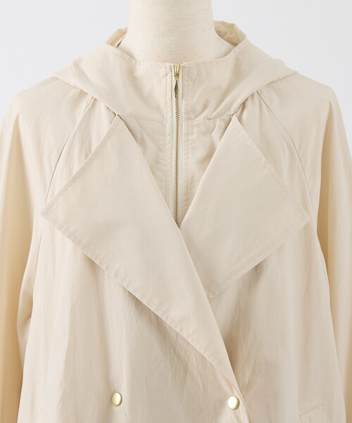 collex（コレックス）の「レイヤード風ジップアップコート（トレンチコート・レディース・アイボリー/ブラウン・フリー）」の15枚目の写真