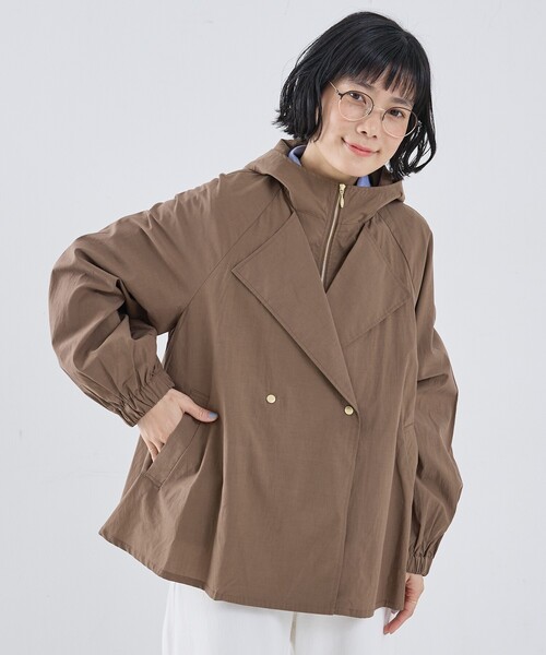 collex(コレックス)の「レイヤード風ジップアップコート(トレンチコート・レディース・アイボリー/ブラウン・フリー)」の3枚目の写真