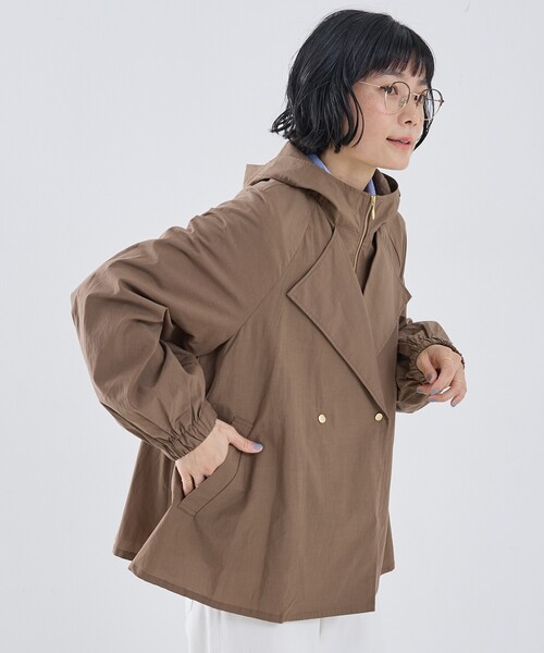 collex(コレックス)の「レイヤード風ジップアップコート(トレンチコート・レディース・アイボリー/ブラウン・フリー)」の4枚目の写真