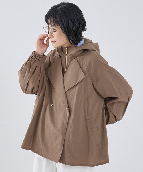 collex(コレックス)の「レイヤード風ジップアップコート(トレンチコート・レディース・アイボリー/ブラウン・フリー)」の6枚目の写真