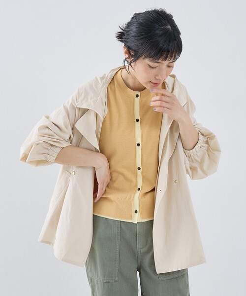 collex(コレックス)の「レイヤード風ジップアップコート(トレンチコート・レディース・アイボリー/ブラウン・フリー)」の8枚目の写真