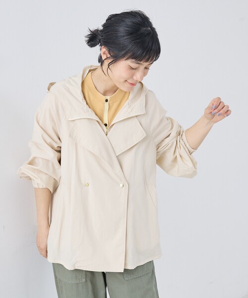collex(コレックス)の「レイヤード風ジップアップコート(トレンチコート・レディース・アイボリー/ブラウン・フリー)」の10枚目の写真