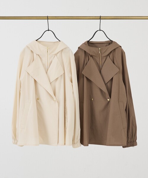 collex(コレックス)の「レイヤード風ジップアップコート(トレンチコート・レディース・アイボリー/ブラウン・フリー)」の14枚目の写真