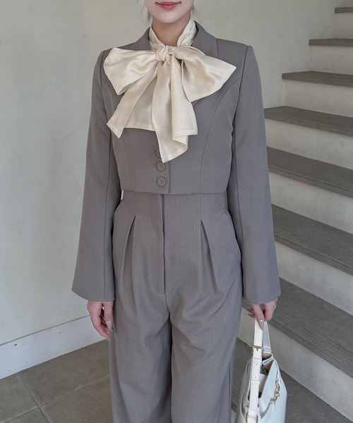 ROYAL PARTY（ロイヤルパーティー）の「ショートテーラージャケット（テーラードジャケット・レディース・オフホワイト/グレー/ブラック・FREE）」の7枚目の写真