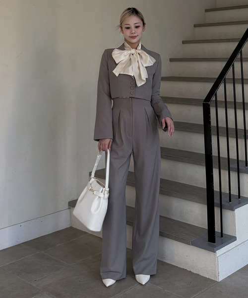 ROYAL PARTY（ロイヤルパーティー）の「ショートテーラージャケット（テーラードジャケット・レディース・オフホワイト/グレー/ブラック・FREE）」の8枚目の写真