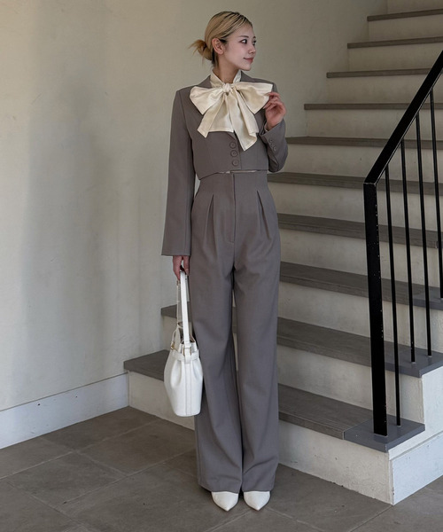 ROYAL PARTY（ロイヤルパーティー）の「ショートテーラージャケット（テーラードジャケット・レディース・オフホワイト/グレー/ブラック・FREE）」の9枚目の写真