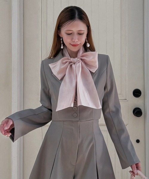 ROYAL PARTY（ロイヤルパーティー）の「ショートテーラージャケット（テーラードジャケット・レディース・オフホワイト/グレー/ブラック・FREE）」の3枚目の写真