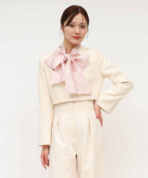 ROYAL PARTY（ロイヤルパーティー）の「ショートテーラージャケット（テーラードジャケット・レディース・オフホワイト/グレー/ブラック・FREE）」の4枚目の写真