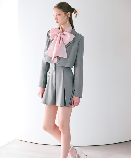 ROYAL PARTY（ロイヤルパーティー）の「ショートテーラージャケット（テーラードジャケット・レディース・オフホワイト/グレー/ブラック・FREE）」の18枚目の写真