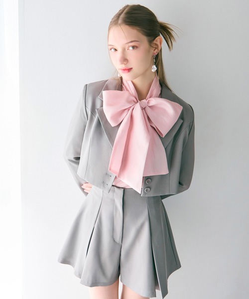 ROYAL PARTY（ロイヤルパーティー）の「ショートテーラージャケット（テーラードジャケット・レディース・オフホワイト/グレー/ブラック・FREE）」の19枚目の写真