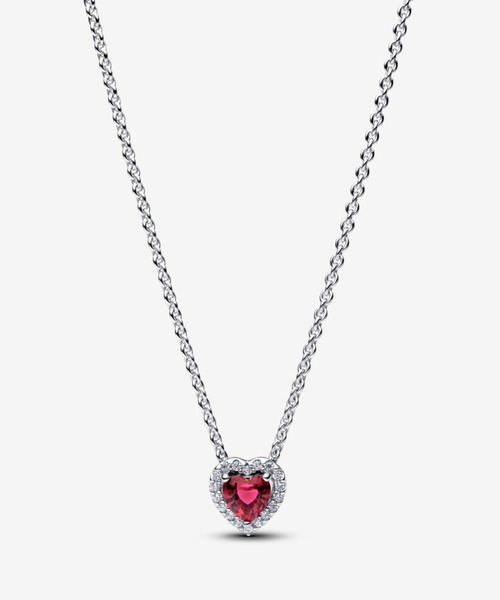 PANDORA ハートモチーフ ネックレス エレベイテッド レッド ハート シルバー ネックレス（ネックレス
